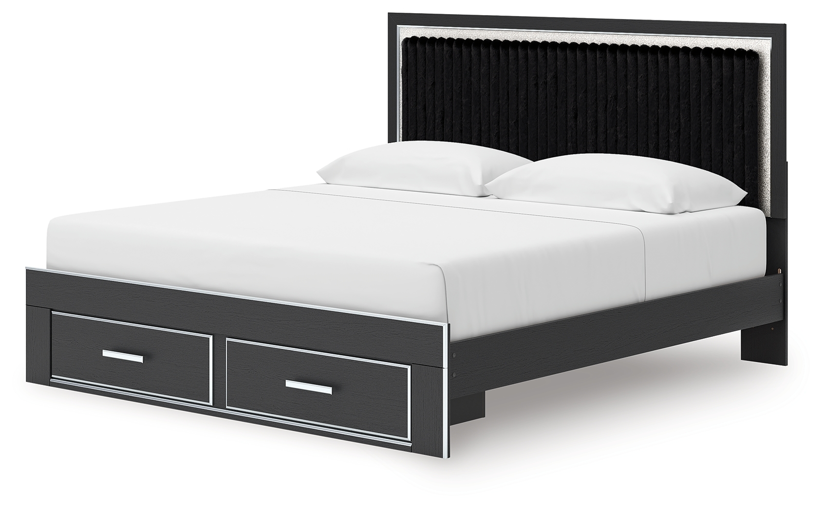 King Upholstered Panel Storage Bed