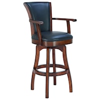 26" Counter Height Swivel Barstool in Rustic Cordovan Finish with Brown Bonded Leather