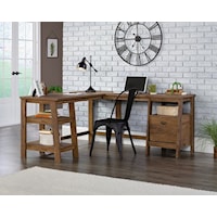 Modern Farmhouse L-Shaped Desk with File Drawer