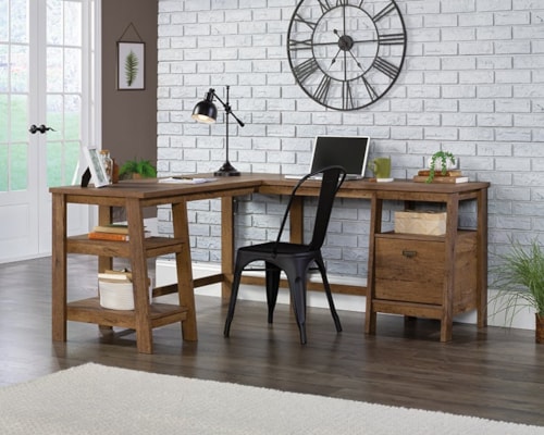 Modern Farmhouse L-Shaped Desk with File Drawer