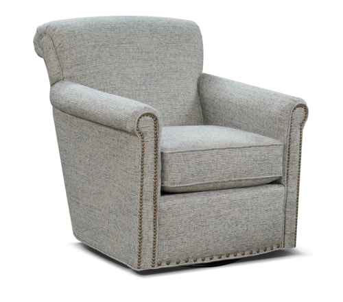 Transitional Swivel Chair with Nailhead Trim