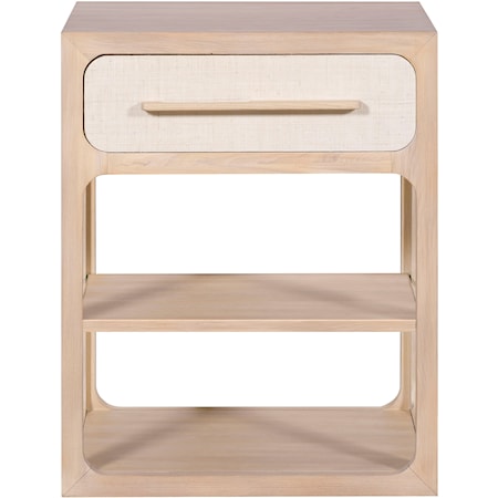 Nightstand with 2 Shelves and a Drawer