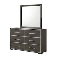 Sharpe Contemporary 6-Drawer Dresser and Mirror