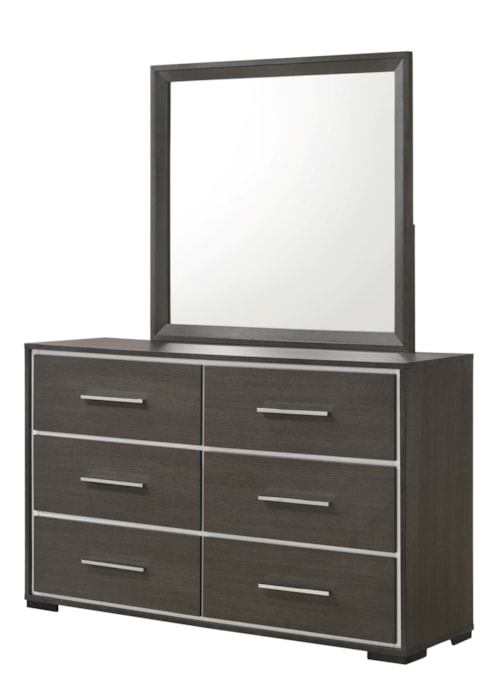 Sharpe Contemporary 6-Drawer Dresser and Mirror