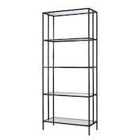Industrial 4-Shelf Bookcase with Open Back