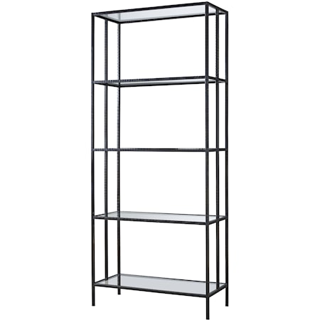 Industrial 4-Shelf Bookcase with Open Back