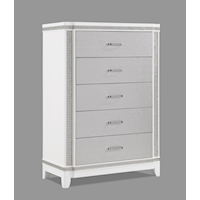 Glam 5-Drawer Bedroom Chest with Rhinestone Accents