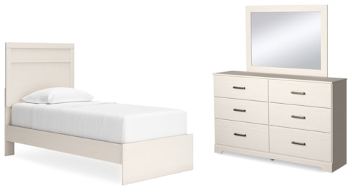 Twin Panel Bed, Dresser And Mirror