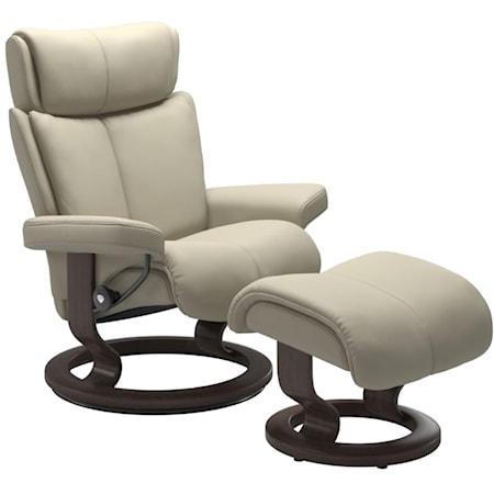 Large Reclining Chair & Ottoman with Classic Base