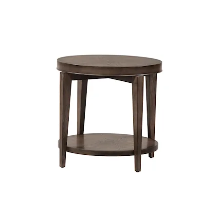 Contemporary Round End Table with Bottom Shelf