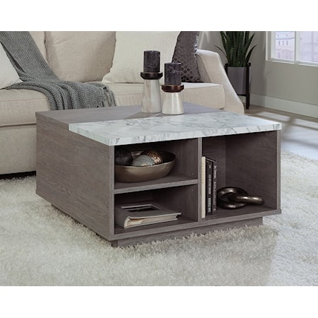 Contemporary Lift-Top Coffee Table with Lower Storage Shelving
