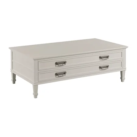 Transitional Rectangular Drawer Coffee Table