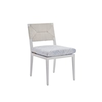 Outdoor Coastal Dining Side Chair with Woven Back