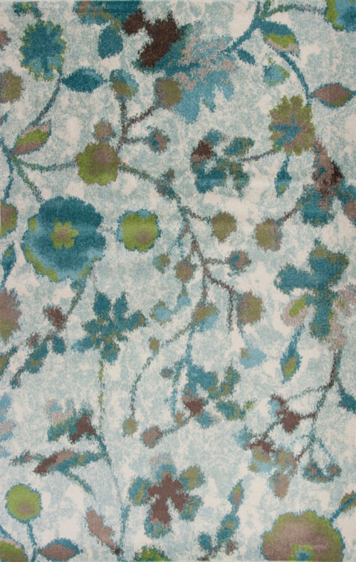 4'11" X 3'3" Teal Reflections Area Rug
