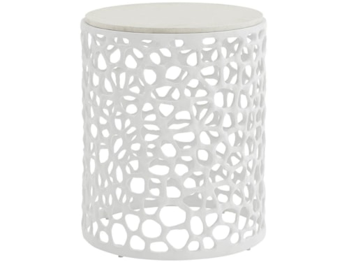 Coastal Round End Table with Coral Base