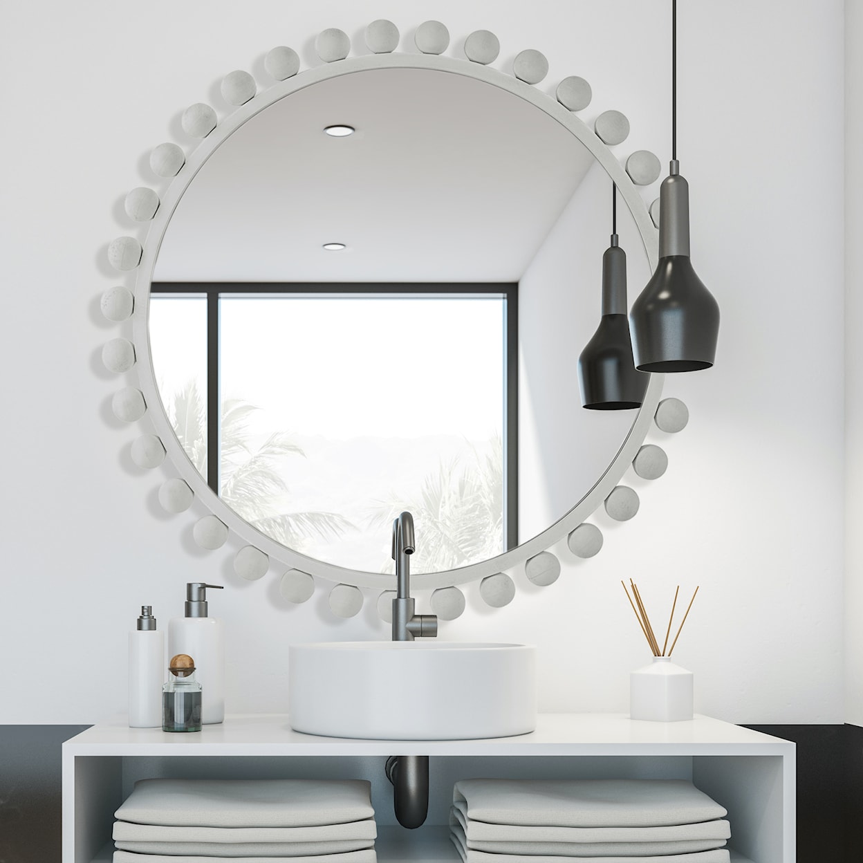 Uttermost Cyra Cyra White Round Mirror