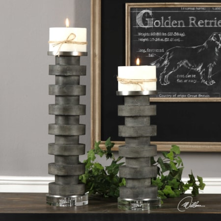 Karun Concrete Candleholders Set of 2