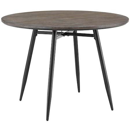 Farmhouse Round Dining Table with Wood Top