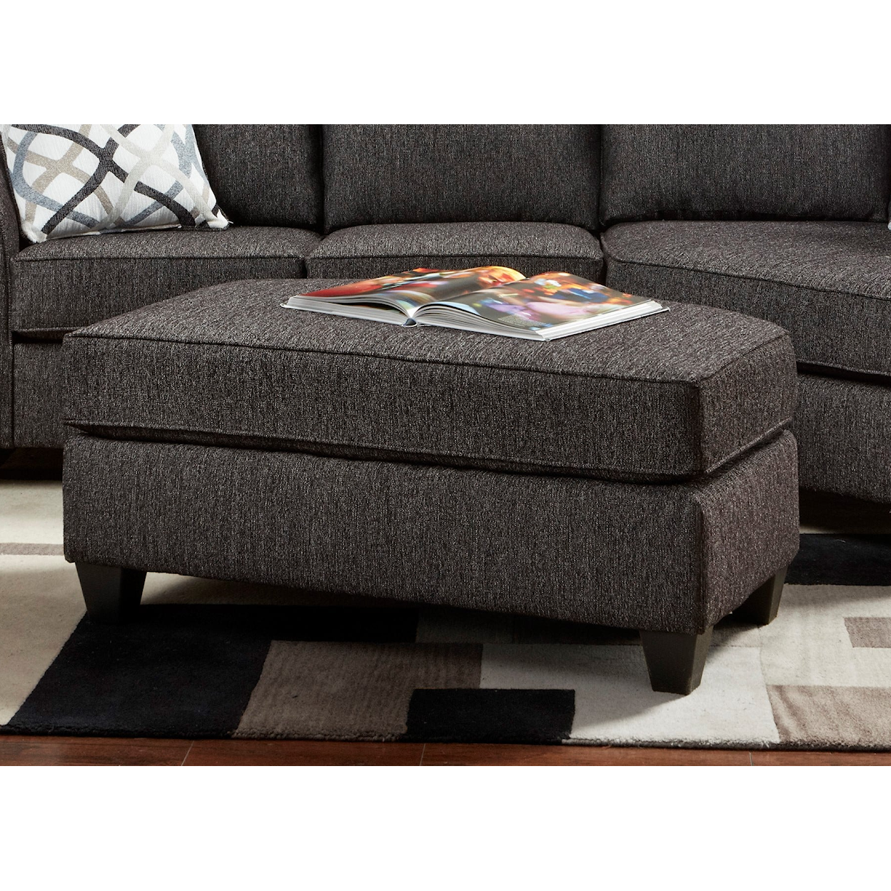 Behold Home 5200 Tuxedo Accent Ottoman with Exposed Wooden Legs