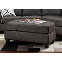 Transitional Accent Ottoman with Exposed Wooden Legs