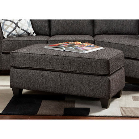 Accent Ottoman with Exposed Wooden Legs