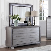Transitional Gray 6-Drawer Dresser