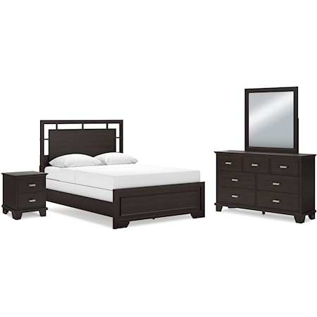 Queen Panel Bed, Dresser, Mirror And Nightstand