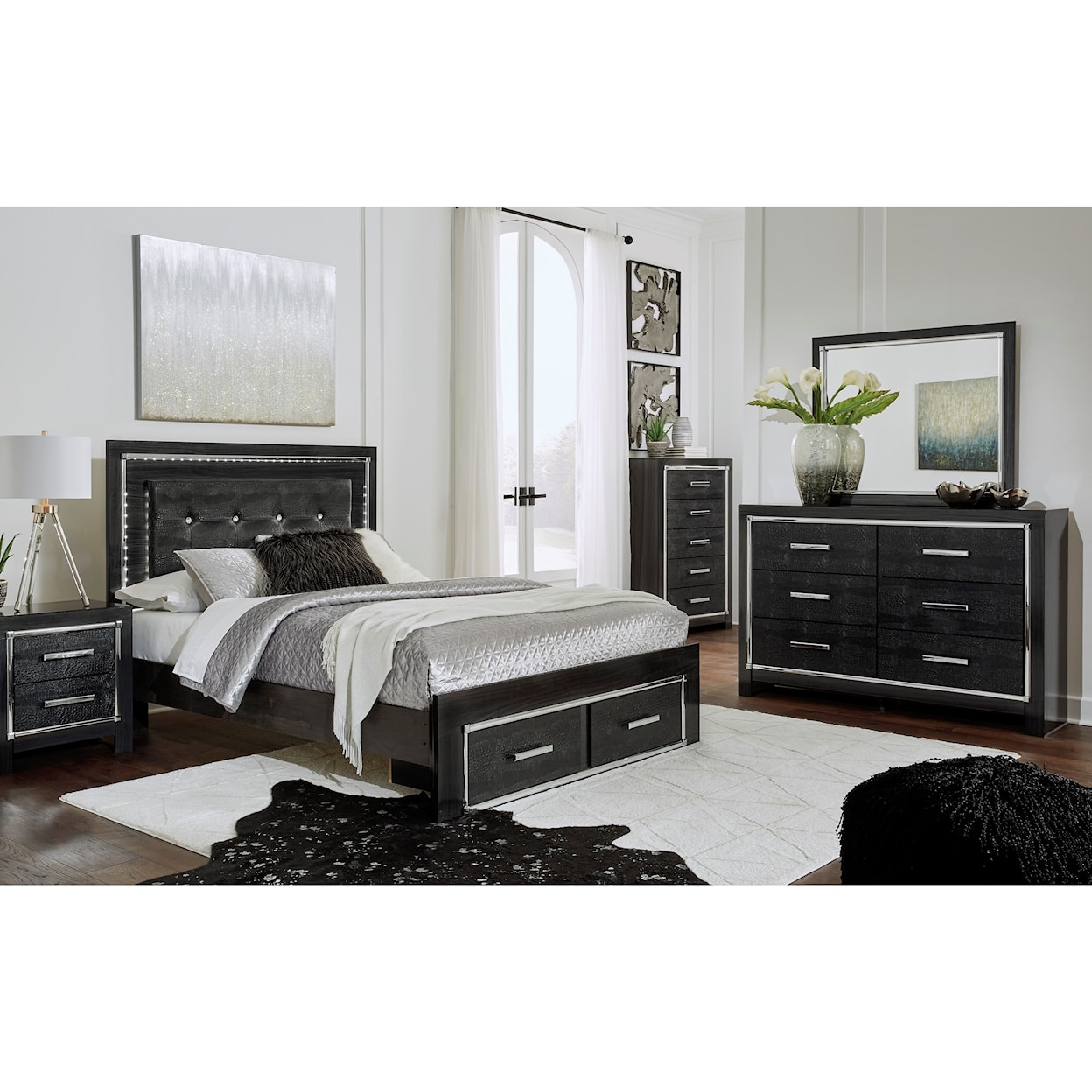 Michael Alan Select Kaydell Queen Uph Storage Bed with LED Lighting