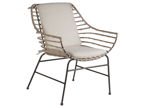 Raconteur Rattan and Iron Arm Chair with Tie-On Cushion