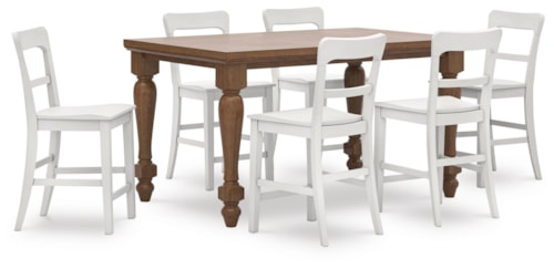 Counter Height Dining Table And 6 Barstools