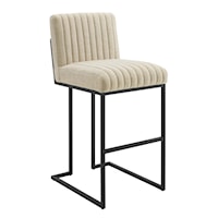 Channel Tufted Fabric Bar Stool