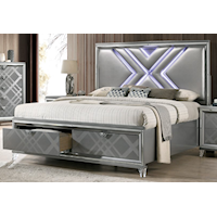 Emmeline Contemporary King Storage Bed with LED Lighting Accents