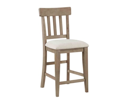 Transitional Upholstered Counter-Height Side Chair with Slat Back