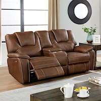 Casual Power Console Loveseat with USB Port and Cup Holders
