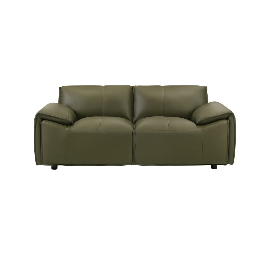 Leather Squared Pillow-Arm Loveseat