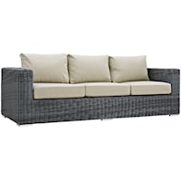 Summon Coastal Outdoor Patio Sunbrella® Sofa - Gray/Beige