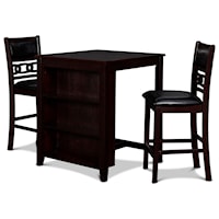 Contemporary 3-Piece Counter Height Table and Chair Set with Shelf Unit