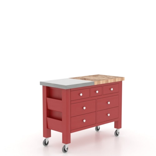 Transitional Customizable Kitchen Island with Wheels