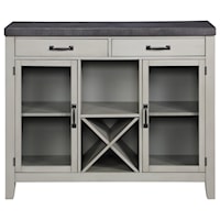 Two-Tone Server with Glass Doors and Removable Wine Rack