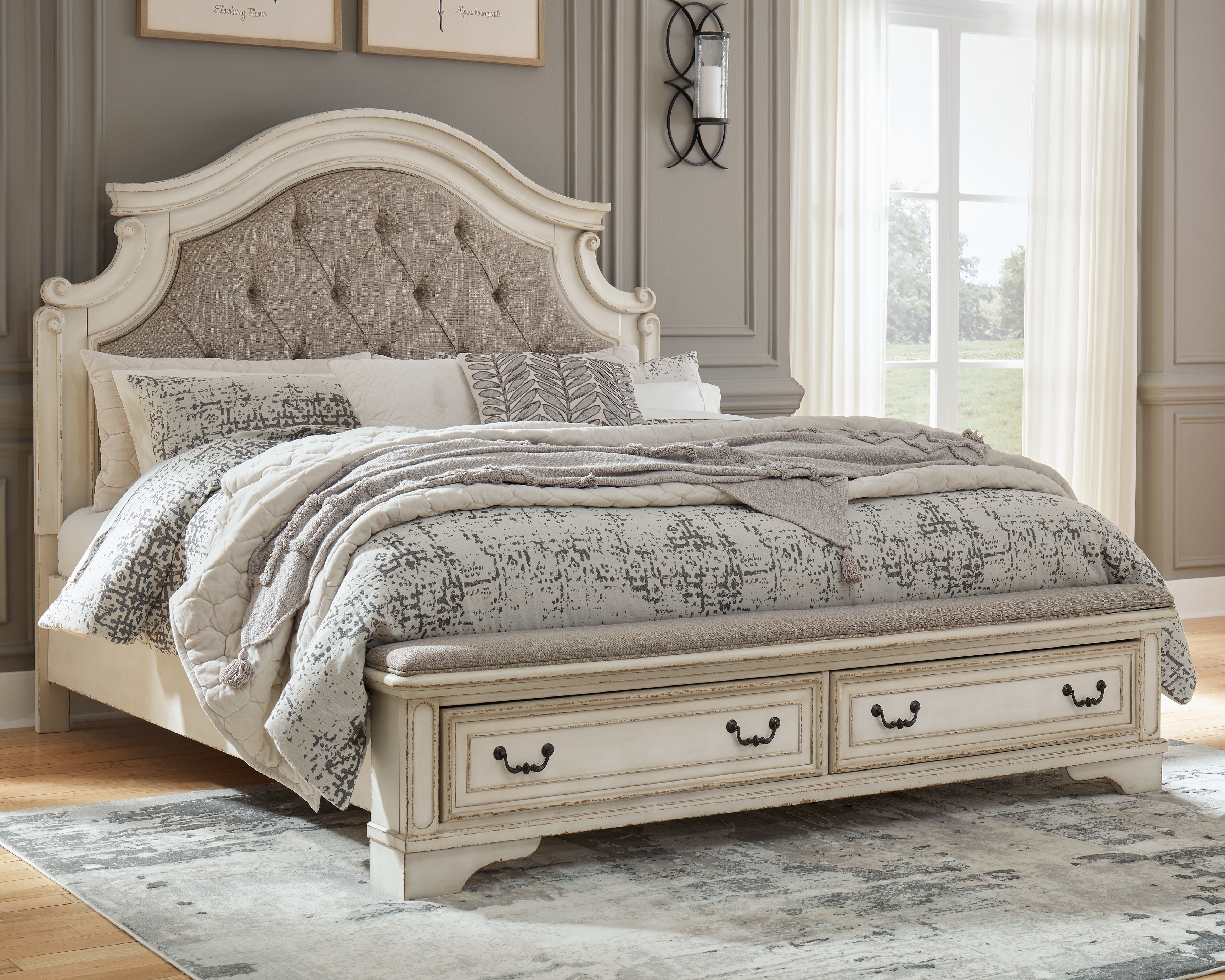California King Upholstered Storage Bed