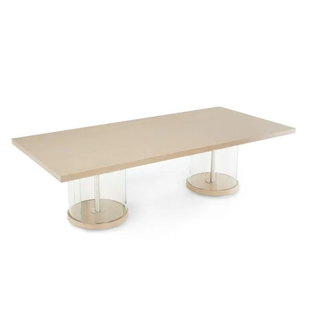 Contemporary Rectangular Dining Table with Double Pedestal Base