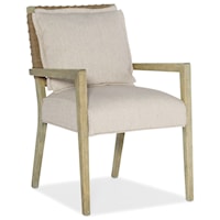 Coastal Woven Back Arm Chair with Upholstered Seat