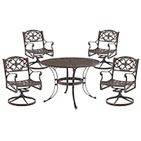 Traditional 5 Piece Outdoor Dining Set with Cast Aluminum Frame