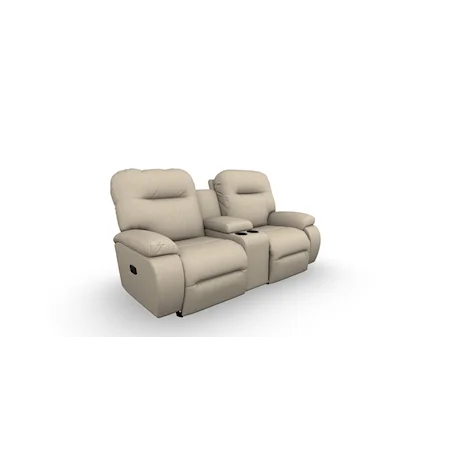 Casual Space Saver Loveseat with Cupholder Console