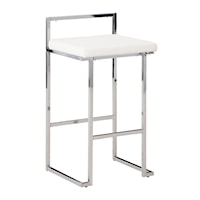 Bar Height Bar Stool with White Faux Leather Seat