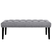 Transitional Grey Diamond Button Tufted Upholstered Bed Bench