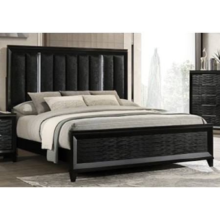 Queen Upholstered Bed with LED Lights