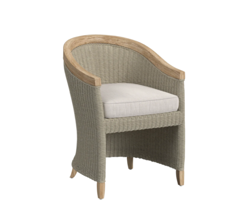 Coastal Outdoor Dining Chair with Wood Trim