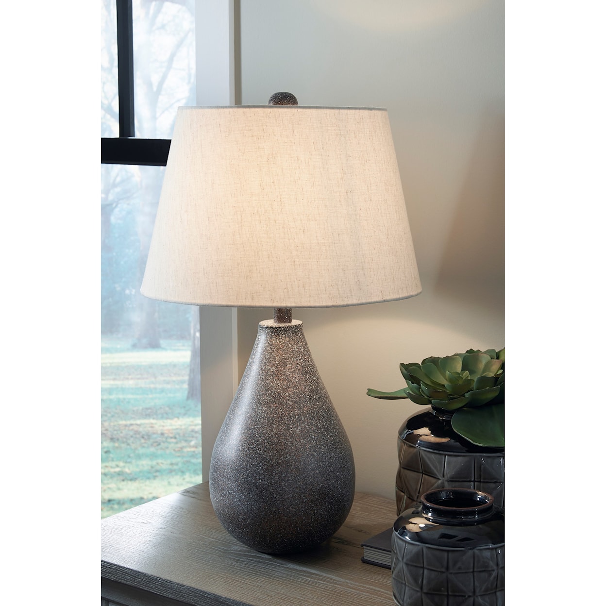 Ashley Furniture Signature Design Lamps - Contemporary Set of 2 Bateman Patina Metal Table Lamps
