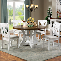 Rustic 5-Piece Dining Set with Round Pedestal Table